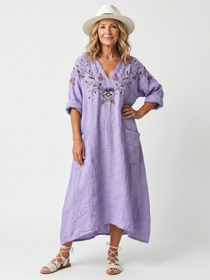 Tavi | Floral Oversized Pocket Midi Dress