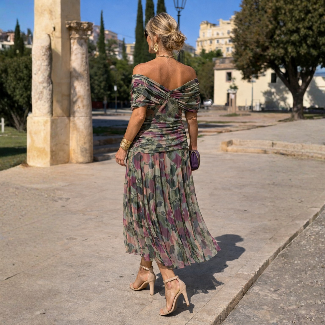 Lydia | Off-Shoulder Draped Maxi Dress