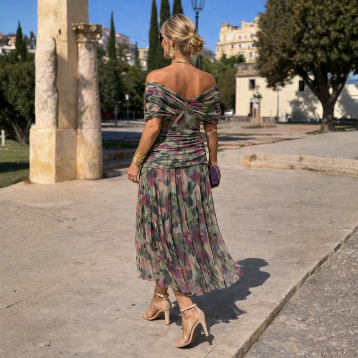 Lydia | Off-Shoulder Draped Maxi Dress