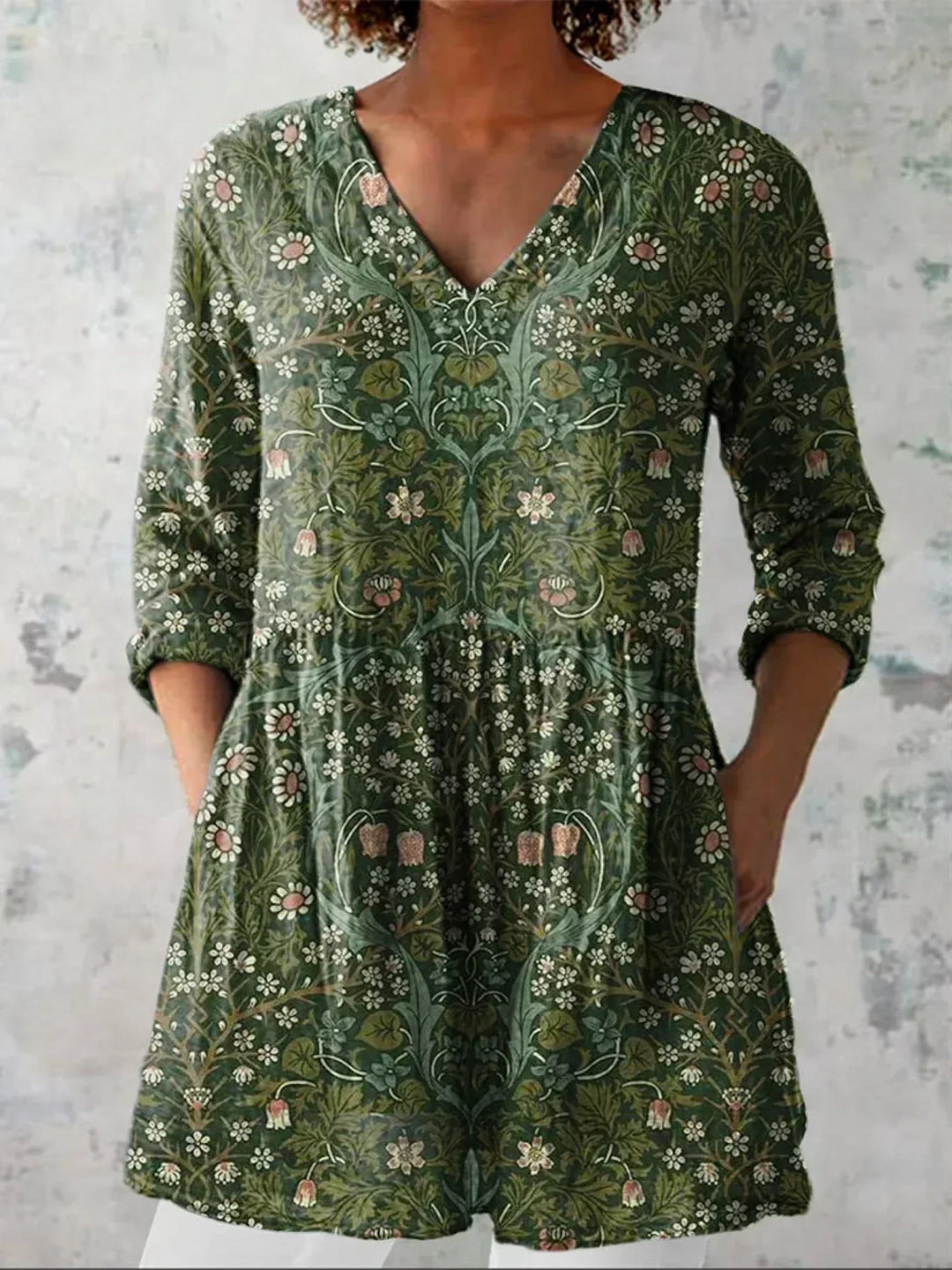 Sophia | Floral V-Neck Tunic Top