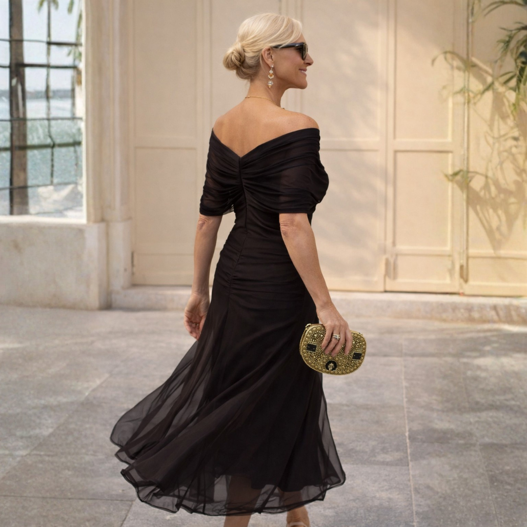 Lydia | Off-Shoulder Draped Maxi Dress