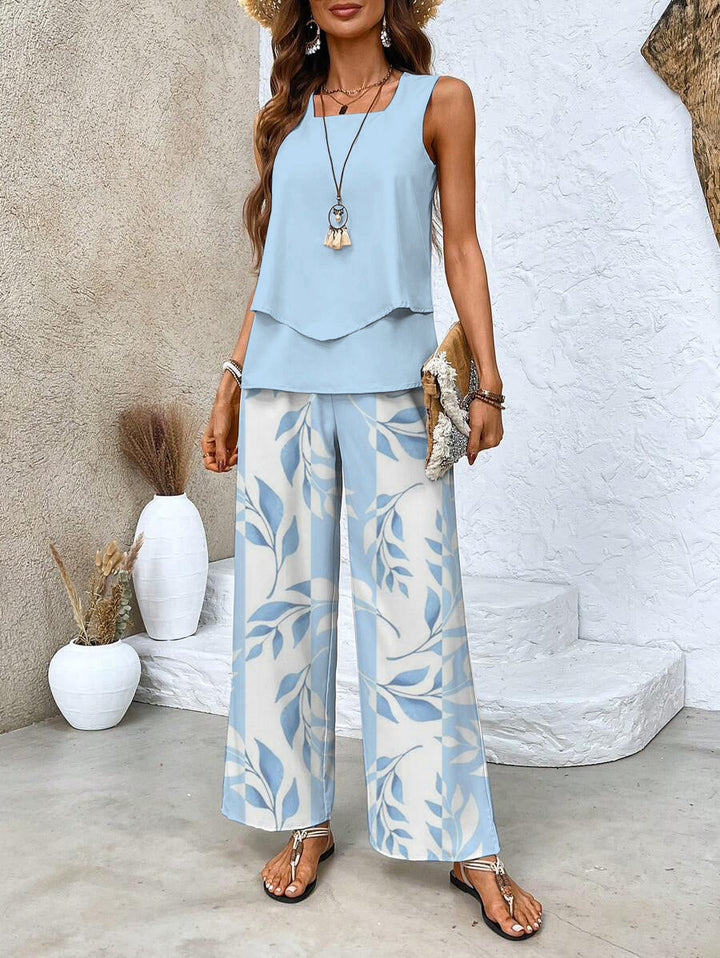 Jamie | Layered Top &amp; Wide-Leg Pants Set