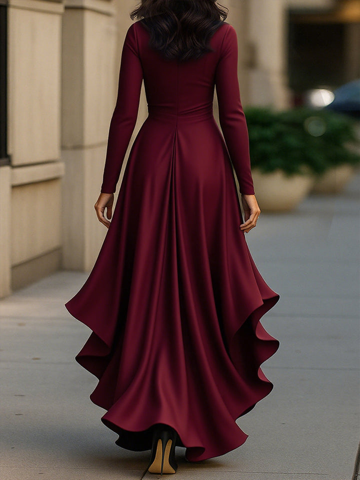Palma | Draped Satin Maxi Dress With Ruffle Details