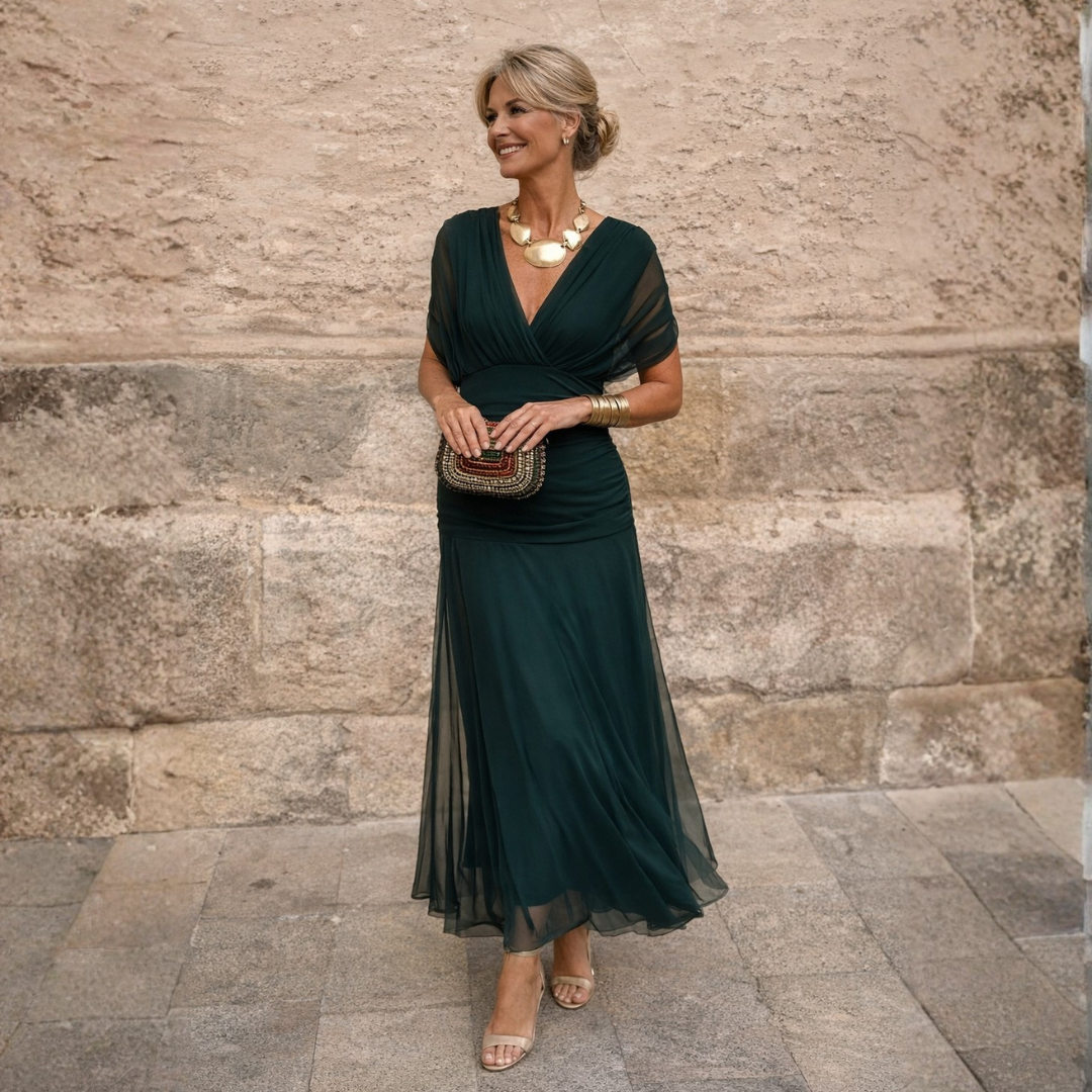 Lydia | Off-Shoulder Draped Maxi Dress