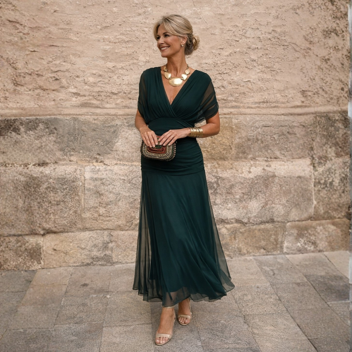 Lydia | Off-Shoulder Draped Maxi Dress