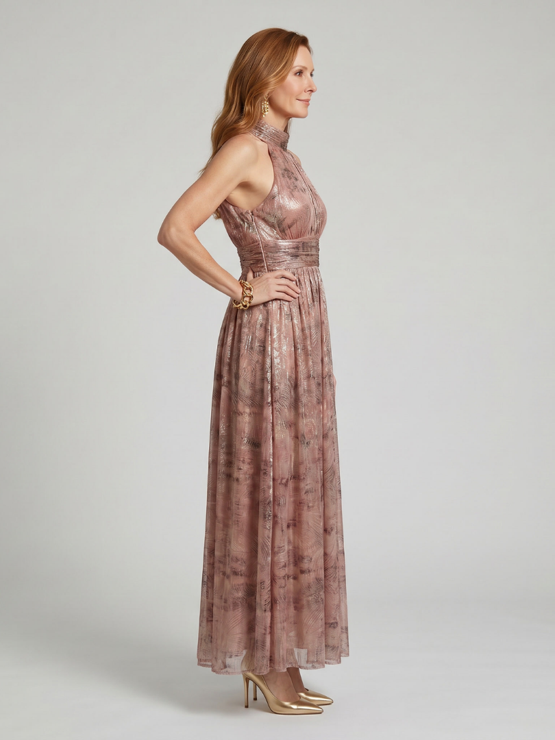 Isa | Textured Finish Sleeveless Midi Dress