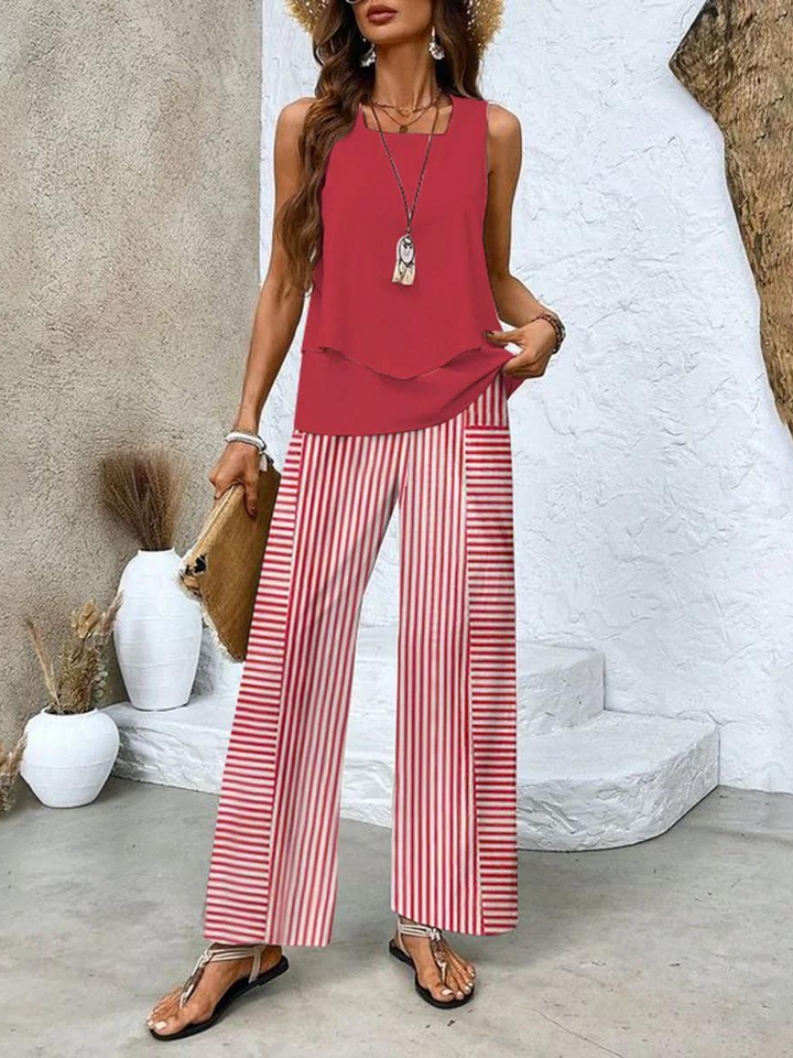 Jamie | Layered Top &amp; Wide-Leg Pants Set