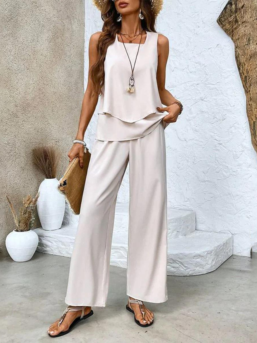 Jamie | Layered Top &amp; Wide-Leg Pants Set