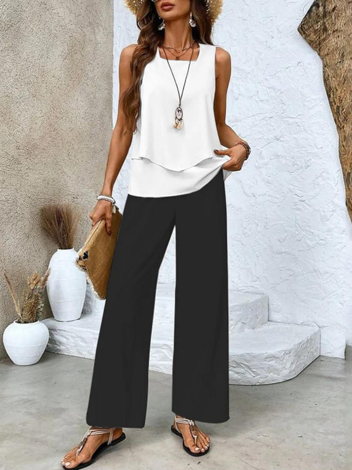 Jamie | Layered Top &amp; Wide-Leg Pants Set