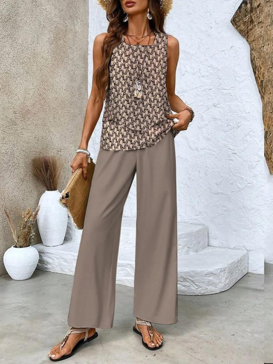 Jamie | Layered Top &amp; Wide-Leg Pants Set