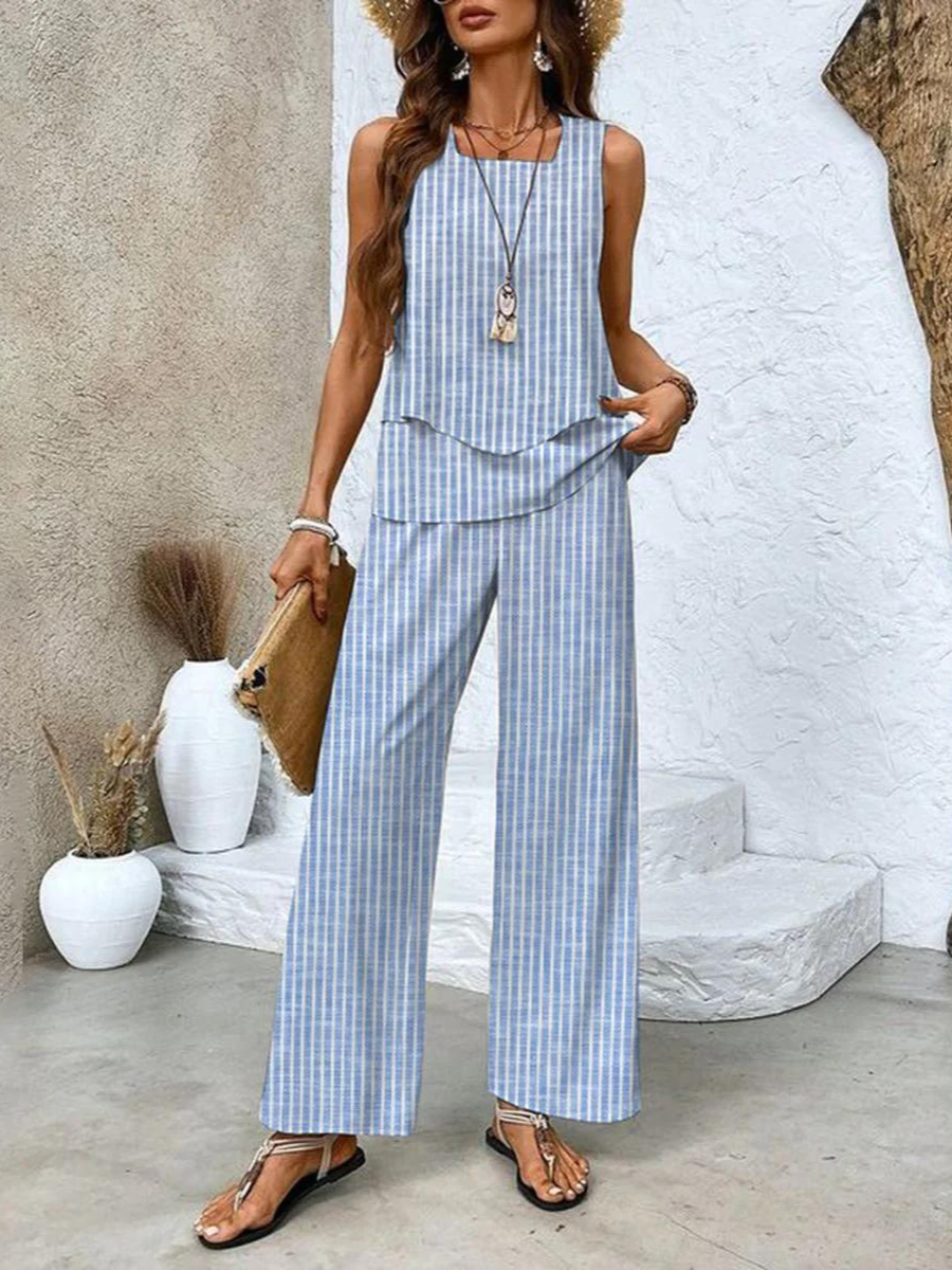 Jamie | Layered Top &amp; Wide-Leg Pants Set