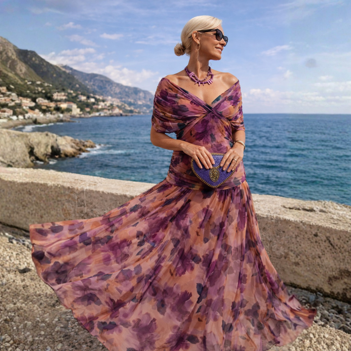Lydia | Off-Shoulder Draped Maxi Dress