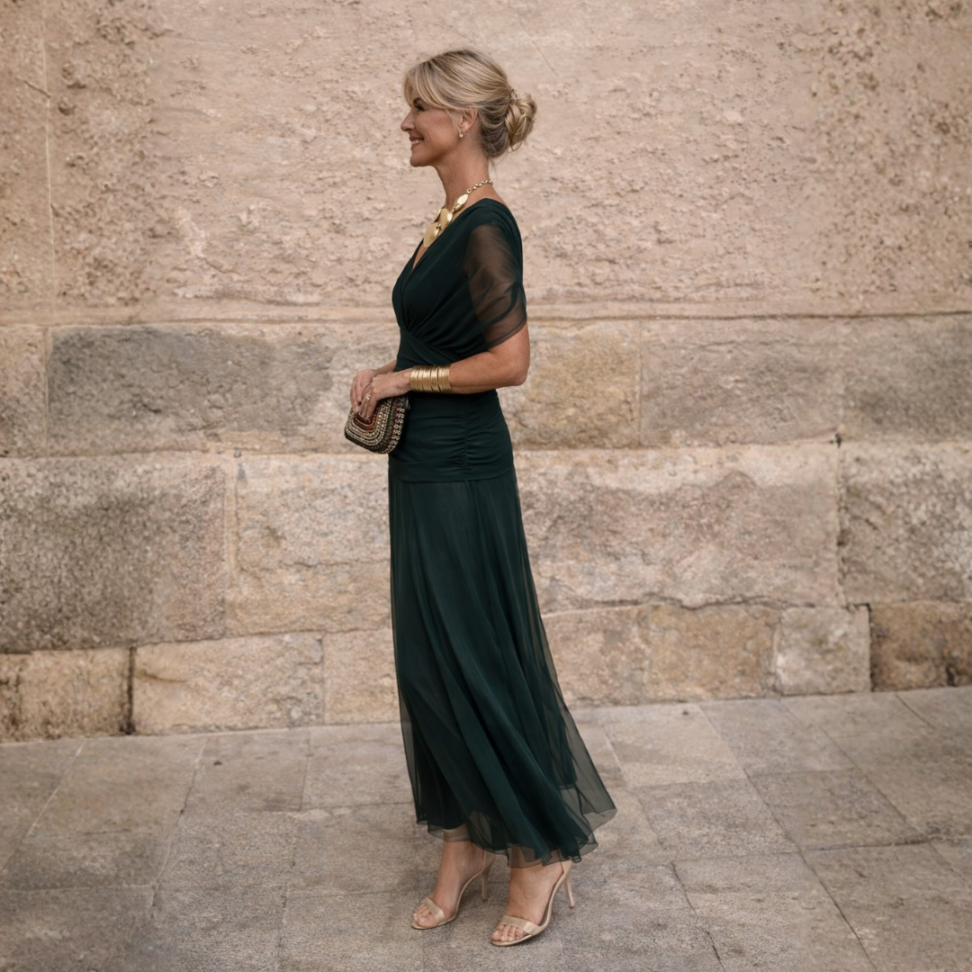 Lydia | Off-Shoulder Draped Maxi Dress