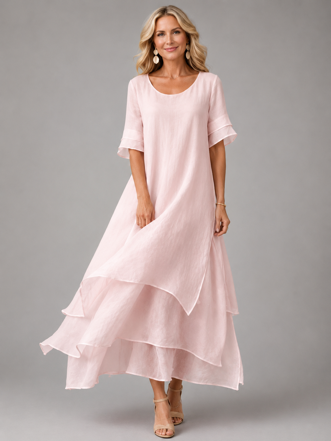 Liora | Layered Short-Sleeve Maxi Dress