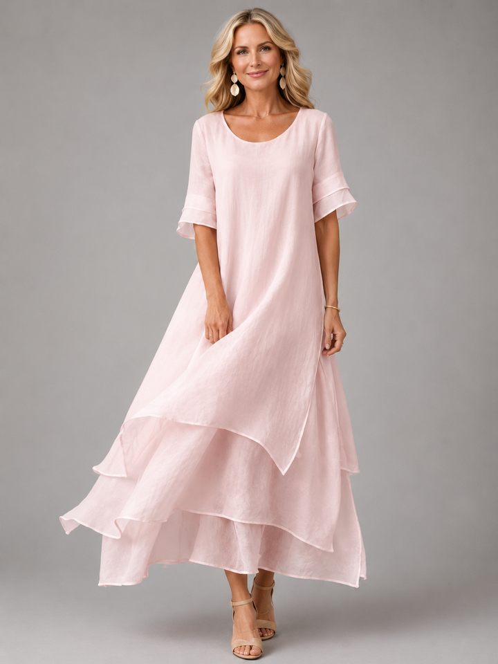 Liora | Layered Short-Sleeve Maxi Dress