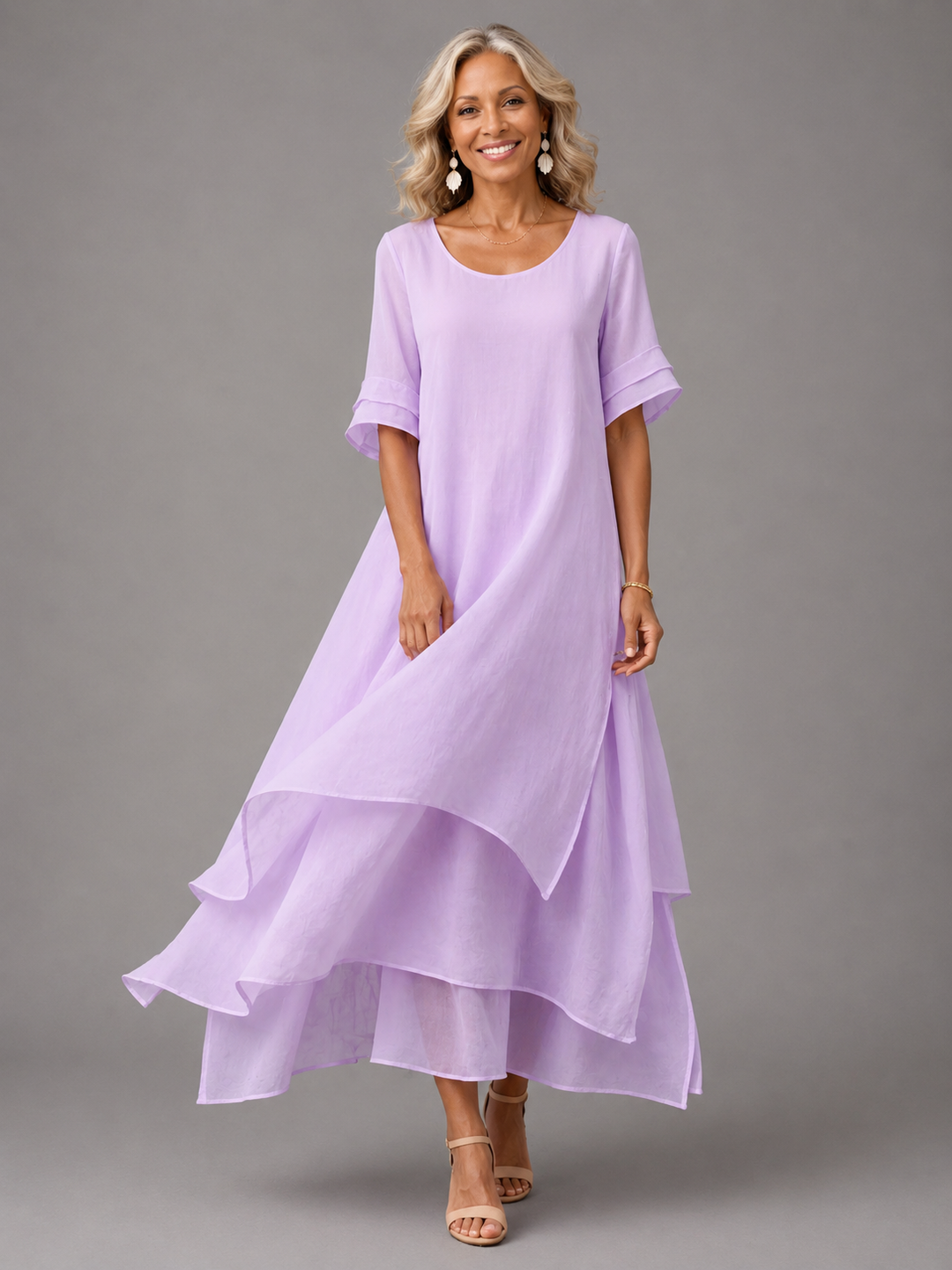 Liora | Layered Short-Sleeve Maxi Dress