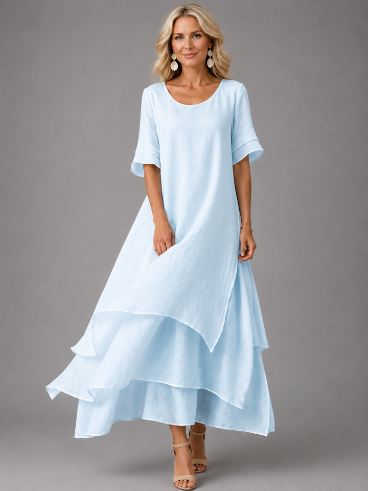 Liora | Layered Short-Sleeve Maxi Dress