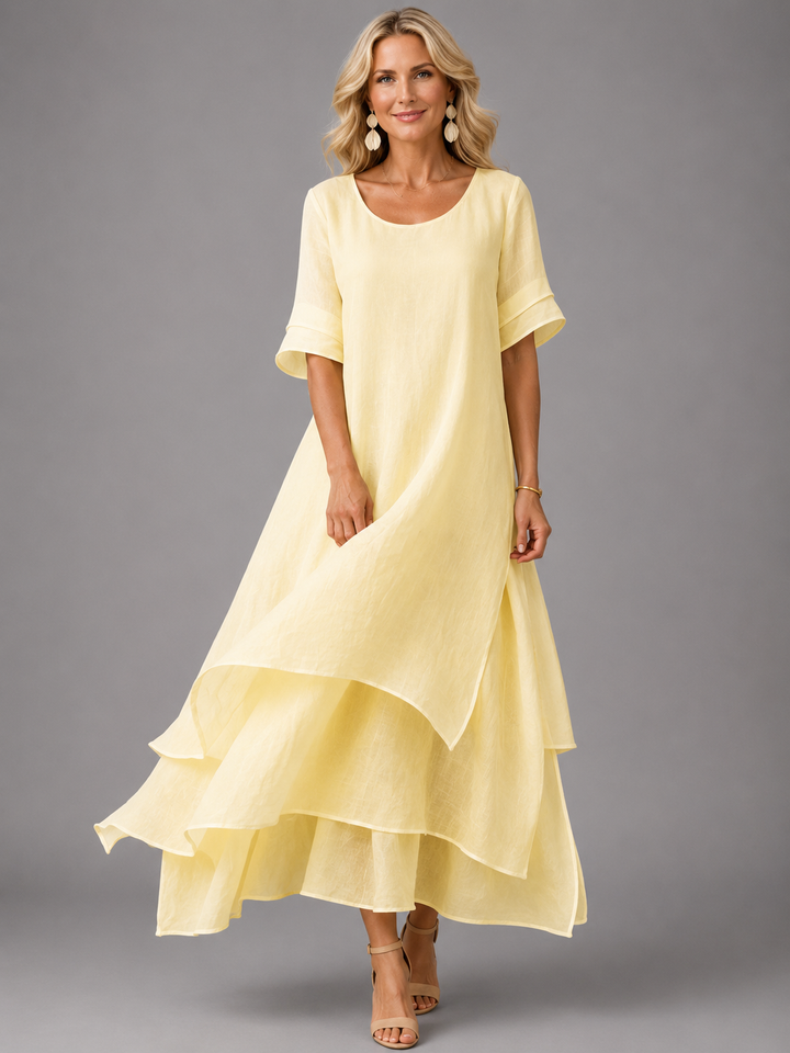 Liora | Layered Short-Sleeve Maxi Dress
