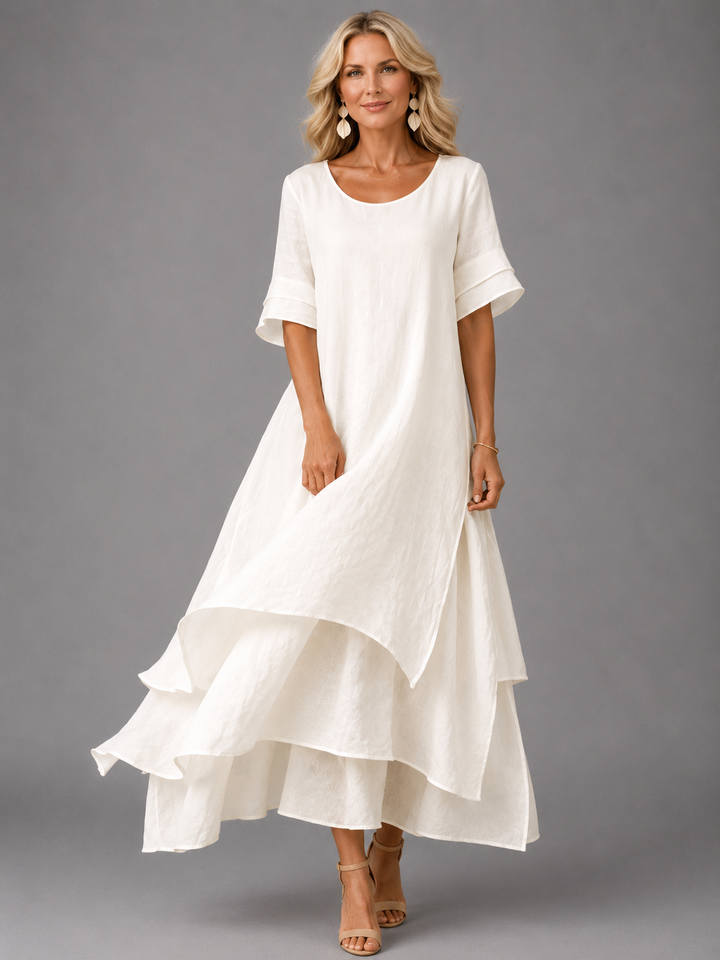 Liora | Layered Short-Sleeve Maxi Dress