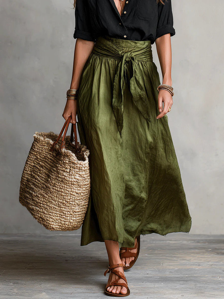 River | Shirt &amp; Tie-Waist Midi Skirt Set