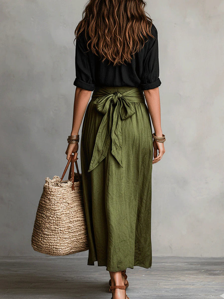 River | Shirt &amp; Tie-Waist Midi Skirt Set