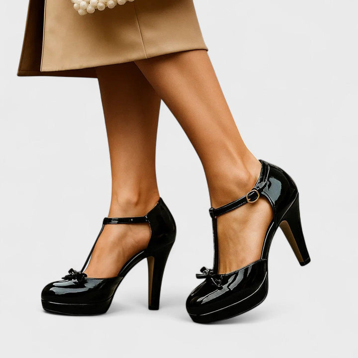 Oriah | T-Strap Bow Platform Heels