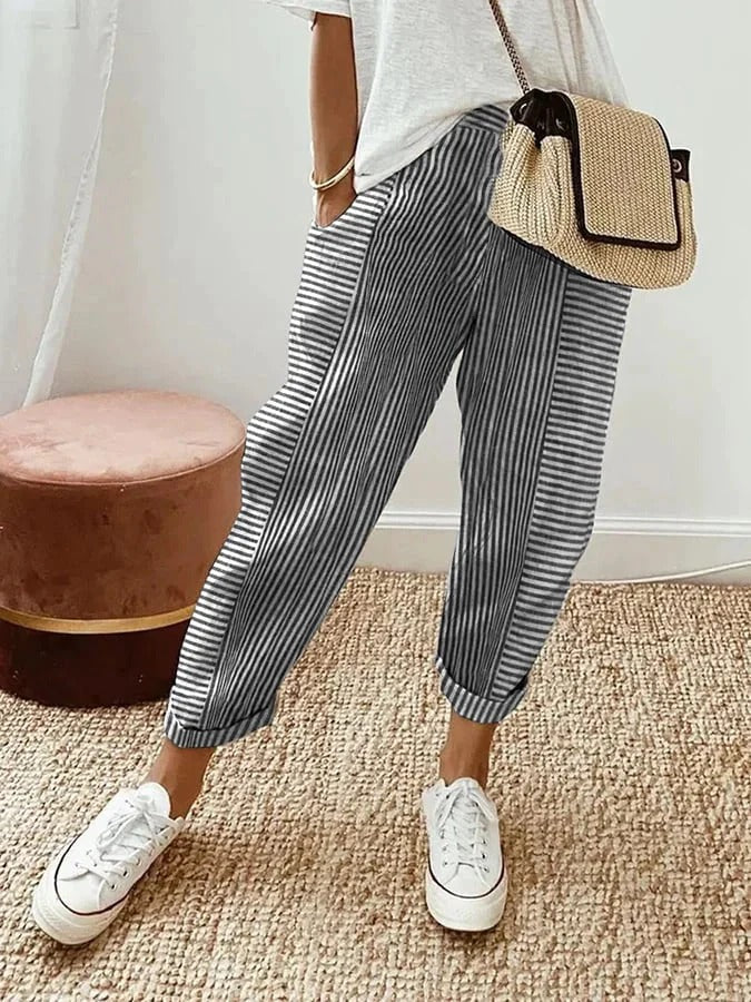 Amynelle | Relaxed Striped Cropped Pants
