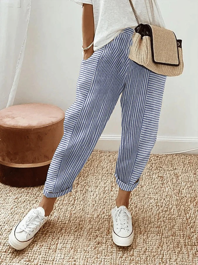 Amynelle | Relaxed Striped Cropped Pants