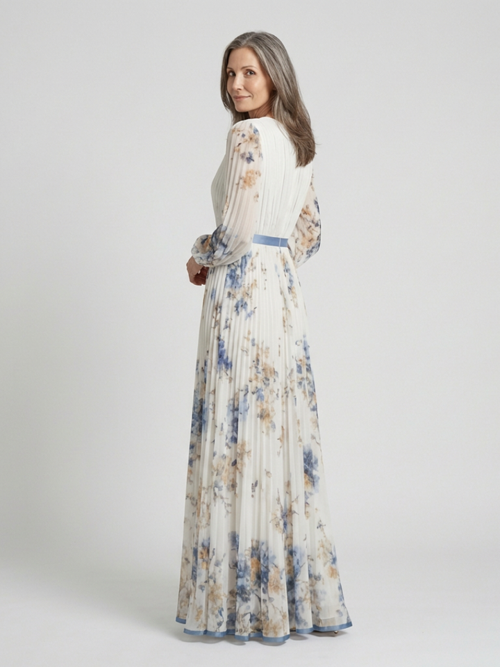 Ivy | Long Sleeve V Neck Floral Maxi Dress