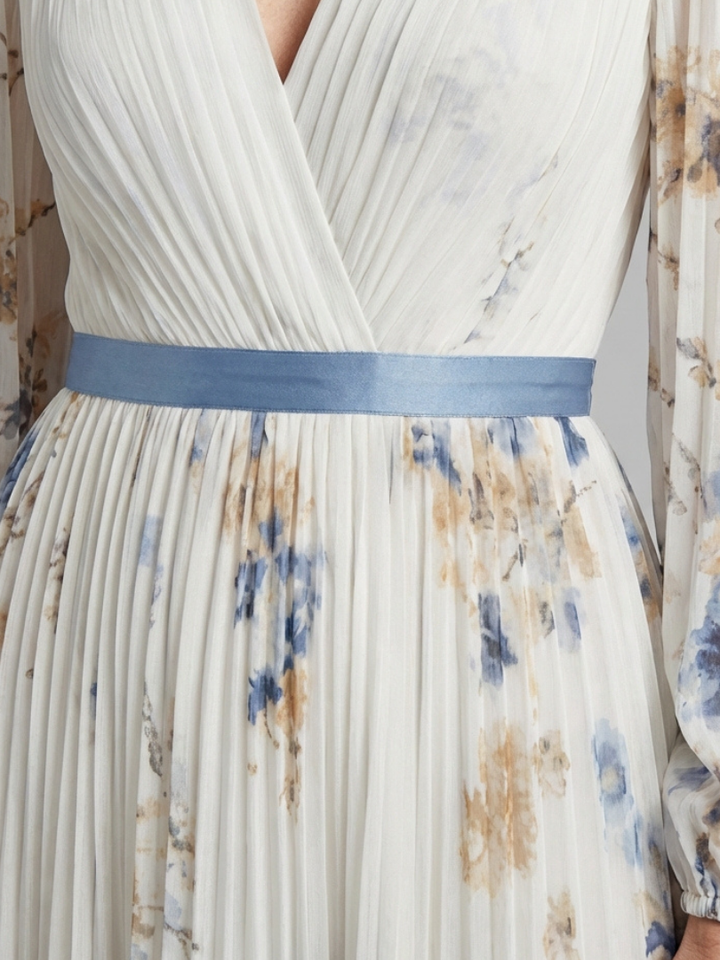 Ivy | Long Sleeve V Neck Floral Maxi Dress