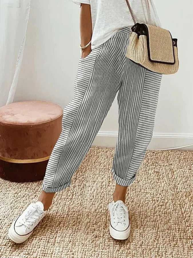 Amynelle | Relaxed Striped Cropped Pants