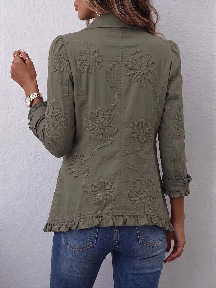Kamberly | Embroidered Ruffle-Trim Jacket