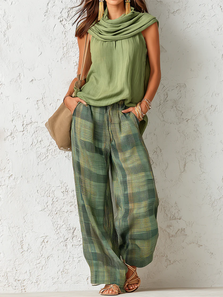 Paula - Boho Blouse And Wide Leg Pants Set