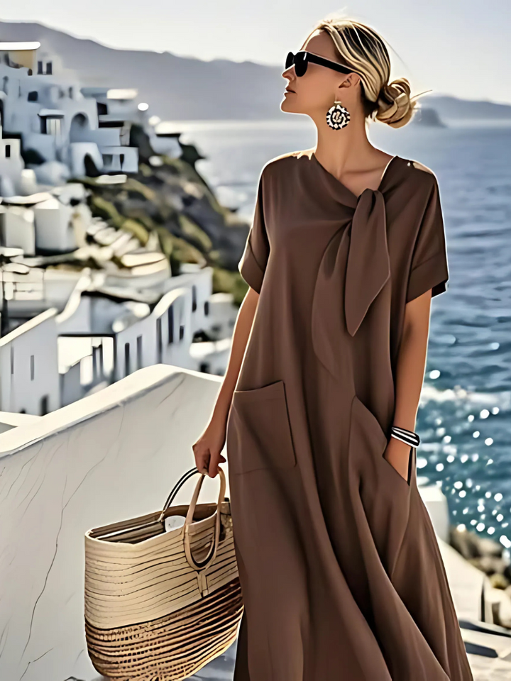 Ella | Tie-Neck Dress with Pockets