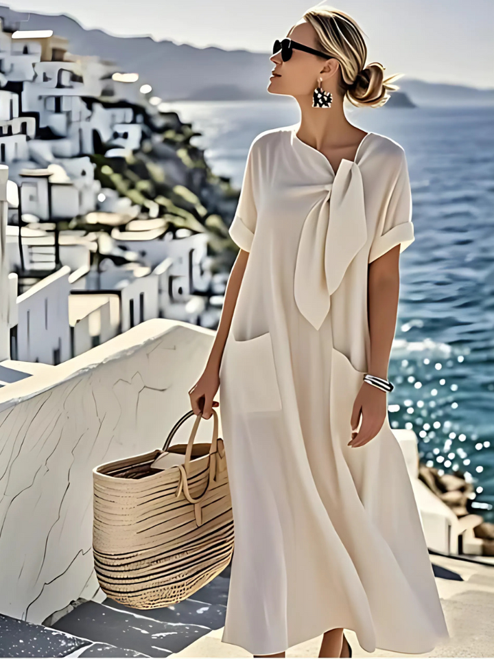 Ella | Tie-Neck Dress with Pockets