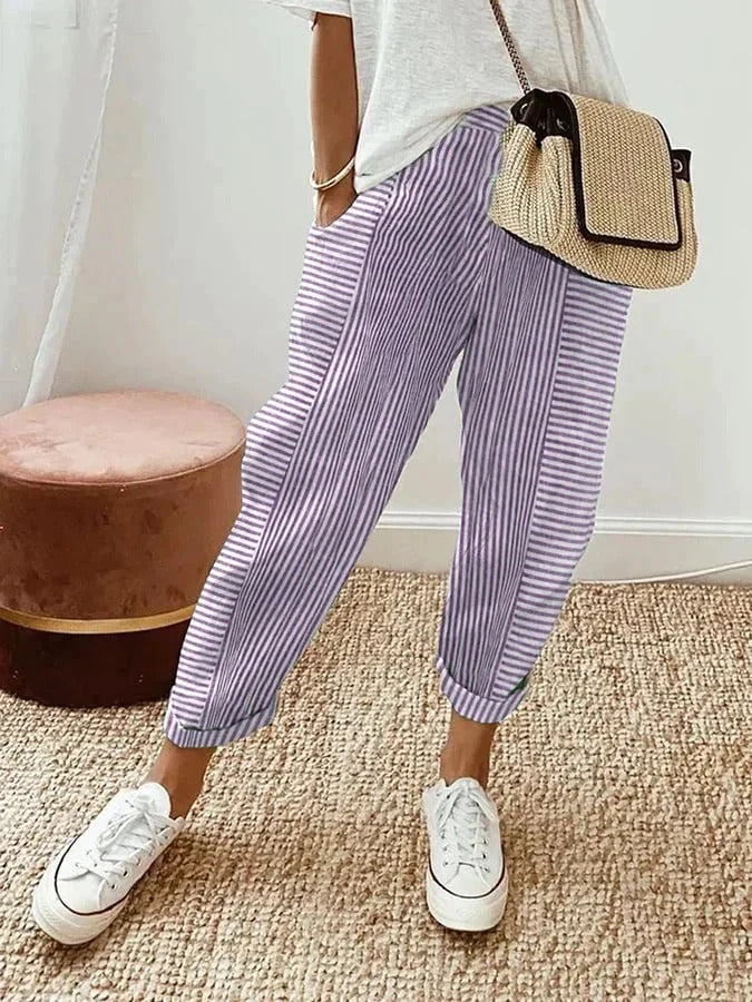 Amynelle | Relaxed Striped Cropped Pants