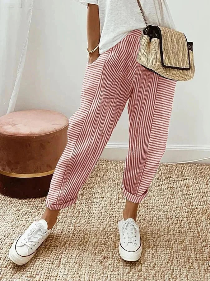 Amynelle | Relaxed Striped Cropped Pants
